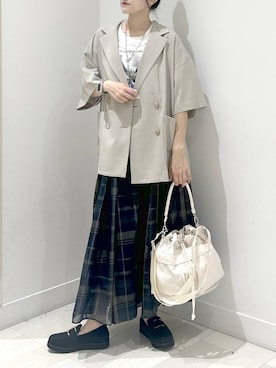 「GLOBAL WORK（グローバルワーク）のエアかる厚底ローファー/136031（ローファー）」を使った、ぽてとさん（レディース・158cm・20代）の夏コーディネート