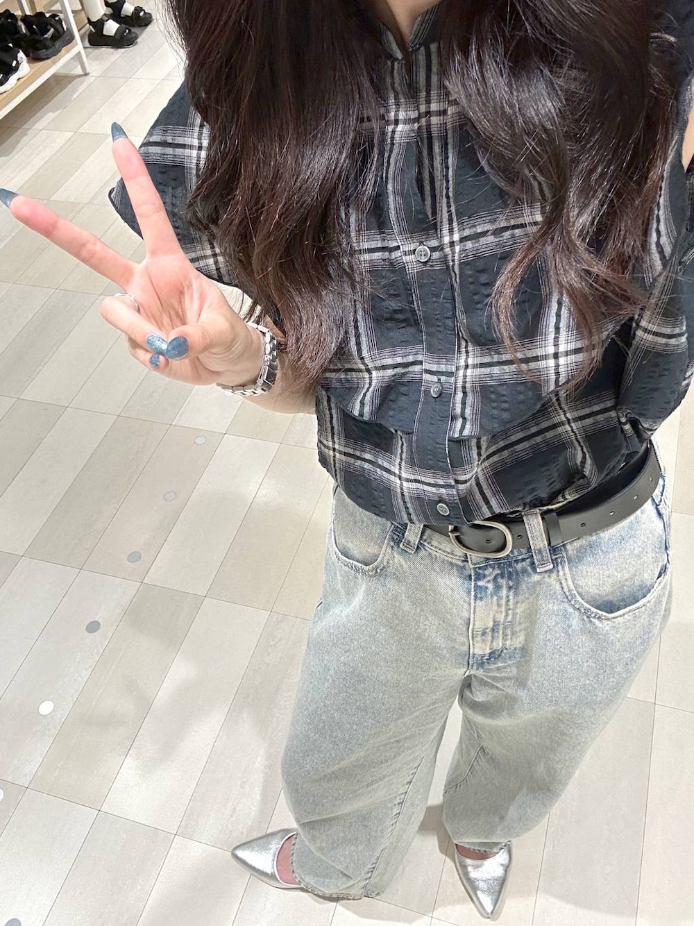 「カジュアル、着痩せ、ベーシック/シンプル、夏コーデ、GLOBAL WORK、GOOD DENIM_GLOBAL WORK」｜「GLOBAL WORKの3ROOM2WAYキャンバストート/286161（トートバッグ、ホワイト系）」を使った、ぽてとさん（レディース・158cm）の夏コーディネートの1枚目の写真