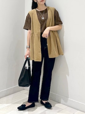 「GLOBAL WORK（グローバルワーク）のアイテム（ベスト）」を使った、ぽてとさん（レディース・158cm）の夏コーディネート