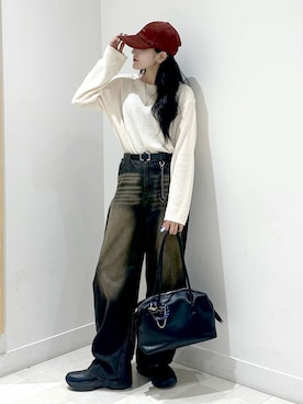 「アイテム（ボストンバッグ）」を使った、ぽてとさん（レディース・158cm）の秋コーディネート