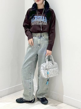 「アイテム（ボストンバッグ、シルバー系）」を使った、ぽてとさん（レディース・158cm）の秋コーディネート