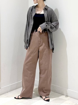 「GLOBAL WORK（グローバルワーク）のアイテム（ベルト）」を使った、ぽてとさん（レディース・158cm）の秋コーディネート