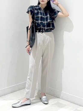 「アイテム（ローファー、シルバー系）」を使った、ぽてとさん（レディース・158cm）の夏コーディネート