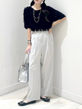 「着痩せ」｜「アイテム（アクセサリー）」を使った、ぽてとさん（レディース・158cm）の夏コーディネート