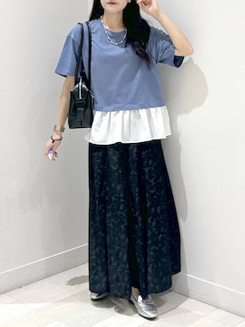 「アイテム（ローファー、シルバー系）」を使った、ぽてとさん（レディース・158cm）の夏コーディネート