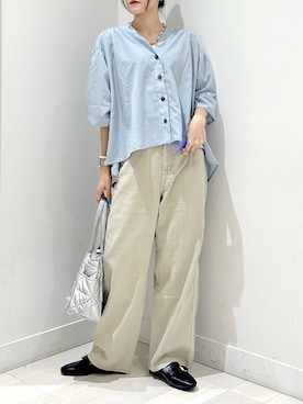 「GLOBAL WORK（グローバルワーク）のGOODデニムバギーパンツ/498388（デニムパンツ）」を使った、ぽてとさん（レディース・158cm・20代）の秋コーディネート