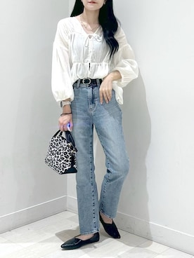 「アイテム（ネックレス、グリーン系）」を使った、ぽてとさん（レディース・158cm）の秋コーディネート