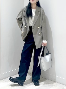 「GLOBAL WORK（グローバルワーク）のGOODデニムバギーパンツ/498388（デニムパンツ）」を使った、ぽてとさん（レディース・158cm・20代）の秋コーディネート