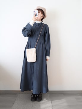 「Samansa Mos2 blue（サマンサモスモスブルー）のアイテム（シャツワンピース）」を使った、あるぱか。さん（レディース・155cm）の冬コーディネート