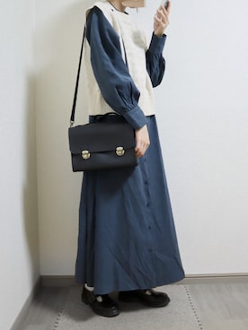 「Samansa Mos2 blue（サマンサモスモスブルー）のアイテム（シャツワンピース）」を使った、あるぱか。さん（レディース・155cm）の秋コーディネート