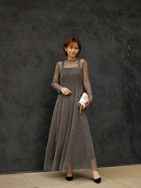 「アイテム（ドレス、ブラウン系）」を使った、Myshawty officialさん（レディース・160cm）の春コーディネート