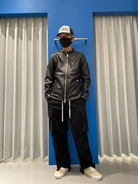 「DANKE SCHON（ダンケシェーン）のアイテム（ライダースジャケット）」を使った、大輝さん（メンズ・174cm）の冬コーディネート