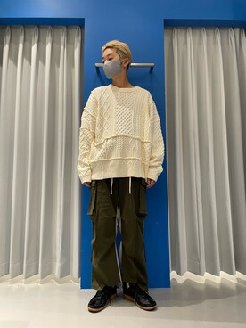 「WHITELAND（ホワイトランド）のアイテム（ニット/セーター）」を使った、大輝さん（メンズ・174cm）の冬コーディネート