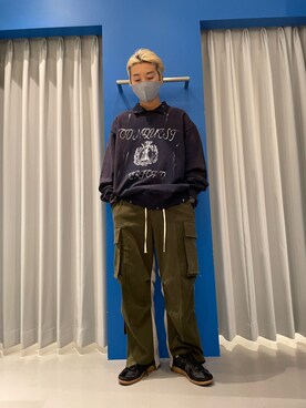 「DANKE SCHON（ダンケシェーン）のDankeSchon/ダンケシェーン/リメイクカーゴパンツ（カーゴパンツ）」を使った、大輝さん（メンズ・174cm）の冬コーディネート