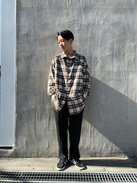 「WHITELAND（ホワイトランド）のアイテム（スラックス）」を使った、大輝さん（メンズ・174cm）の秋コーディネート