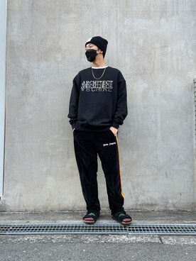 「A4A（エーフォーエー）のアイテム（スウェット）」を使った、大輝さん（メンズ・174cm）の冬コーディネート