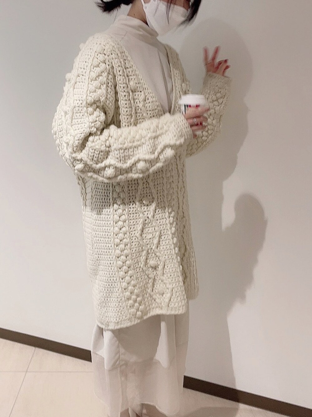 「高身長コーデ、冬コーデ」｜「古着のアイテム（ワンピース、ホワイト系）」を使った、Iikさん（レディース・172cm）の春コーディネートの1枚目の写真