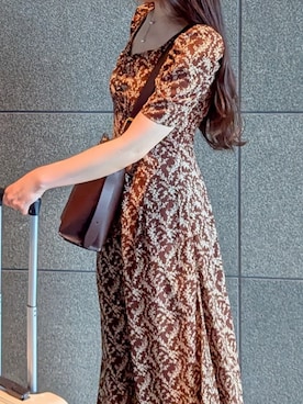 「ブラウンコーデ」｜「アイテム（ワンピース/ドレス）」を使った、よし乃さん（レディース・157cm）の夏コーディネート