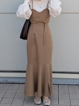 「アイテム（バレエシューズ）」を使った、よし乃さん（レディース・157cm）の夏コーディネート