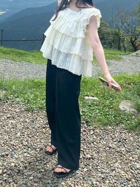 「夏服」｜「アイテム（スラックス）」を使った、よし乃さん（レディース・157cm）の秋コーディネート