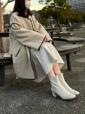 「淡色」｜「アイテム（その他アウター）」を使った、よし乃さん（レディース・157cm）の春コーディネート