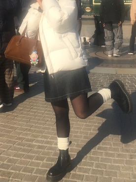「Dr. Martens（ドクターマーチン）のDr.Martens ドクターマーチン クアッド レトロ 2976 クアッド / QUAD RETRO 2976 QUAD (BLACK POLISHED SMOOTH) 24687001（ブーツ）」を使った、8さん（レディース・155cm）の冬コーディネート