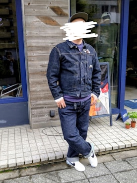 「patagonia（パタゴニア）のアイテム（キャップ）」を使った、chocococoaさん（メンズ・177cm）の秋コーディネート