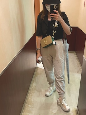 「LVEU.（ラブユ.）のアイテム（セットアップ）」を使った、JELさん（レディース・157cm）の夏コーディネート