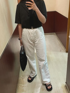 「LVEU.（ラブユ.）のアイテム（セットアップ）」を使った、JELさん（レディース・157cm）の夏コーディネート