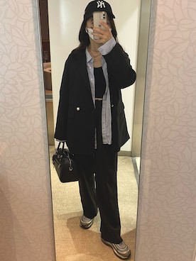 「LVEU.（ラブユ.）のアイテム（セットアップ）」を使った、JELさん（レディース・157cm）の秋コーディネート