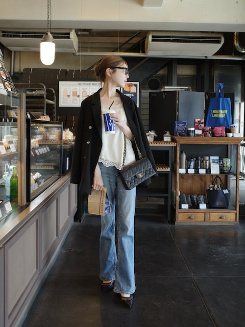 「Re:EDIT（リエディ）の[2026S/S COLLECTION]サテンレースキャミソール（キャミソール）」を使った、kannaさん（レディース・162cm）の春コーディネート