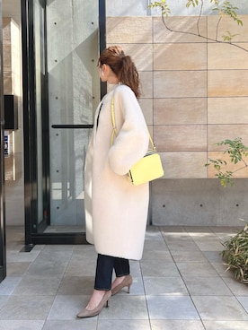 「アイテム（ノーカラーコート）」を使った、kannaさん（レディース・162cm）の冬コーディネート