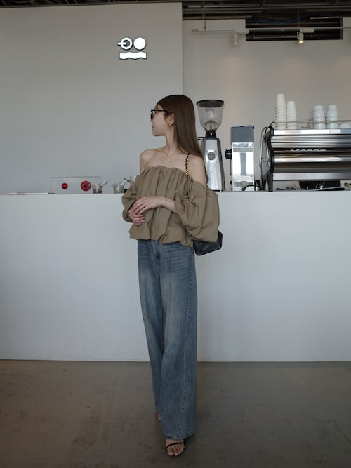 2サイズ展開】ミッドウエストストレートワイドデニム（デニムパンツ