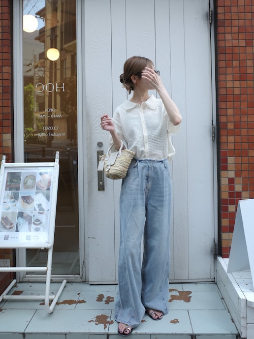 「LIAN(リアン)のルーズワイドデニムパンツ(デニムパンツ)」を使った、kannaさん(レディース・162cm)の夏コーディネート