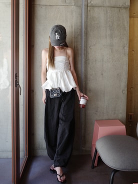 「アイテム（キャップ）」を使った、kannaさん（レディース・162cm）の夏コーディネート