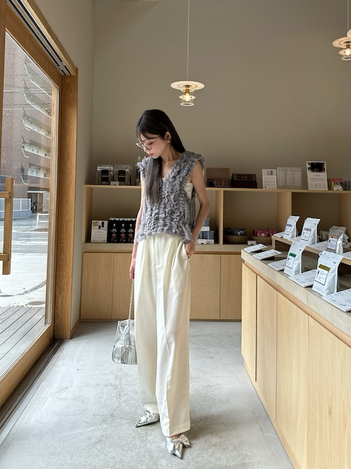 【新品未使用・店舗にてリボン・ゴム縫い付け済み】バランスヨーロピアン　4X Y's BORN PRODUCT] COTTON TWILL LONG STRAIGHT PANTS(XS Beige