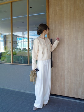 「アイテム（ノーカラージャケット）」を使った、kannaさん（レディース・162cm）の秋コーディネート