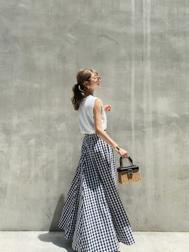 「sakishimatokyo（サキシマトーキョー）のアイテム（スカート）」を使った、kannaさん（レディース・162cm）の夏コーディネート