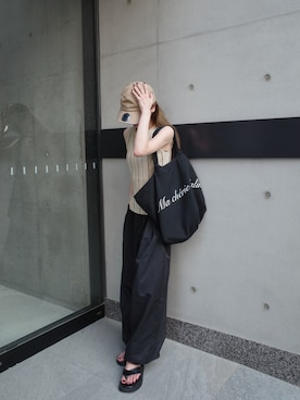 「アイテム（帽子、ベージュ系）」を使った、kannaさん（レディース・162cm）の夏コーディネート