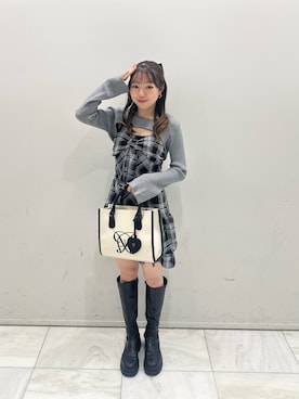 「OLIVE des OLIVE（オリーブデオリーブ）のセットキャミワンピ（ワンピース、ブラック系）」を使った、Risaさん（レディース・152cm）の春コーディネート