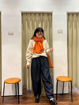 「アイテム（レインシューズ）」を使った、オカモトさん（レディース・155cm）の秋コーディネート