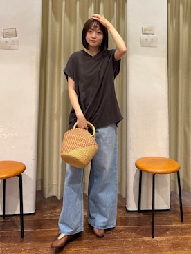 「アイテム（バレエシューズ）」を使った、オカモトさん（レディース・155cm）の夏コーディネート