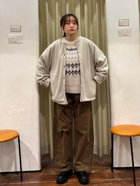 「アイテム（ヘアアクセサリー）」を使った、オカモトさん（レディース・155cm）の秋コーディネート