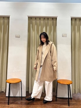 「かぐれ（カグレ）のコットン2タックワイドパンツ（その他パンツ）」を使った、オカモトさん（レディース・155cm）の冬コーディネート