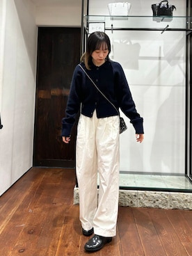「アイテム（レインシューズ）」を使った、オカモトさん（レディース・155cm）の秋コーディネート