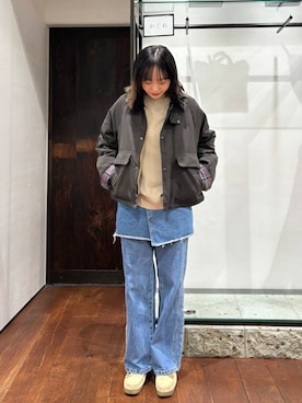 「アイテム（その他アウター、ブラウン系）」を使った、オカモトさん（レディース・155cm）の秋コーディネート