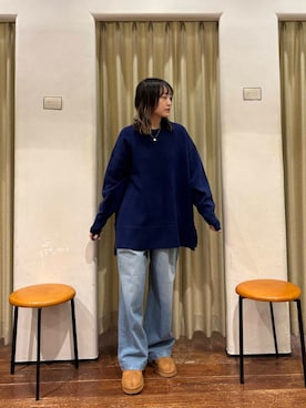 「冬の差し色コーデ」｜「アイテム（その他シューズ）」を使った、オカモトさん（レディース・155cm）の冬コーディネート