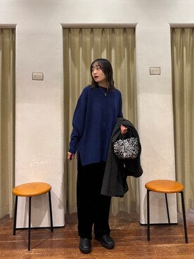 「冬の差し色コーデ」｜オカモトさん（レディース・155cm）の冬コーディネート