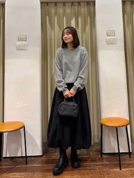 「アイテム（ボストンバッグ）」を使った、オカモトさん（レディース・155cm）の秋コーディネート