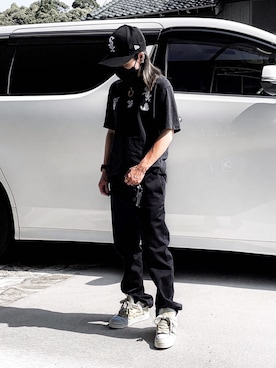 「OFF-WHITE」｜「アイテム（帽子）」を使った、Yu☺︎さん（レディース・150cm）の夏コーディネート